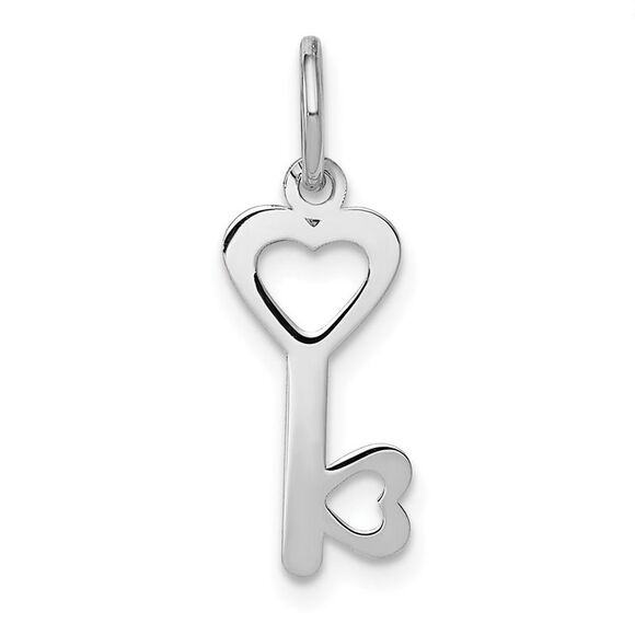 Kazi Luxury 14k White Gold Heart-Shaped Key and Lock Charm